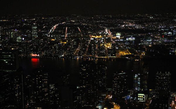 Night time cityscape of New York City, USA