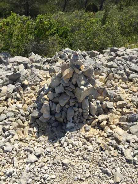 Formation of stacked rocks in mountain area