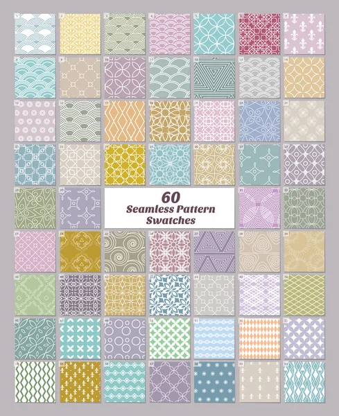 Ensemble de 60 échantillons de motifs sans couture — Image vectorielle