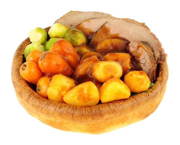 Gebraden rundvlees maaltijd In Yorkshire Pudding — Stockfoto