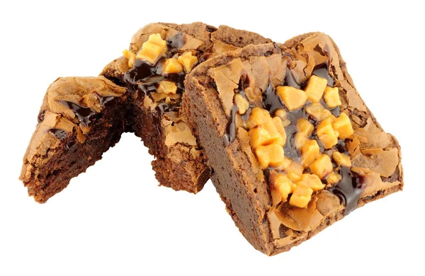 Schokolade und Karamell Fudge Brownies — Stockfoto