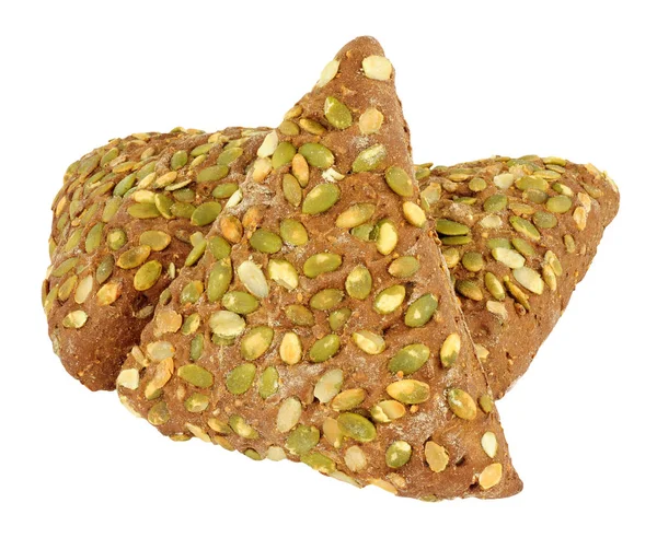 Pumpkin Seed Covered Pumpernickel Bread Triangles — Stock Photo, Image