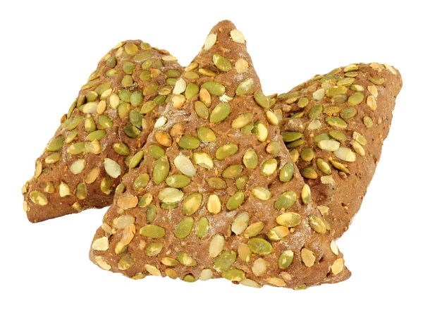 Triângulos cobertos de semente de abóbora Pão de Pumperníquel — Fotografia de Stock