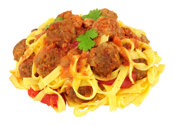Meatballs And Tagliatelle Pasta Meal — Stock Photo, Image