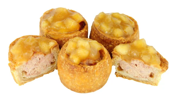 Mini tartes au porc garnies de sauce aux pommes — Photo