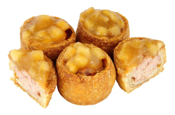 Jablečné pyré trumfl Mini koláče s vepřovým masem — Stock fotografie