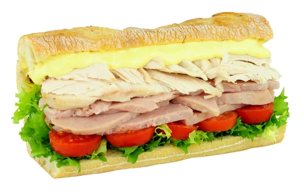 Sandwich mit Hühnchen und Schinken — Stockfoto