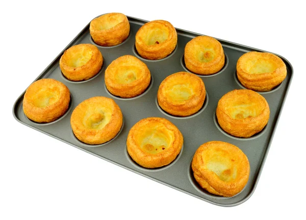 Yorkshire Puddings In A Non Stick Baking Tray — Stock Photo, Image