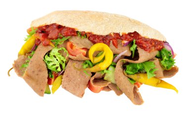 Döner kebap ve pide ekmek salata