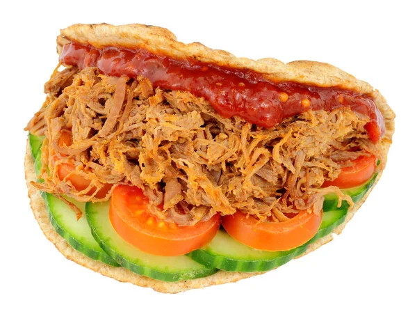 Kousky hovězí sendvič v přeložené chlebové placky — Stock fotografie