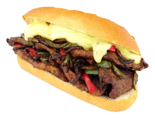 Peynirli biftek sandviç Roll kırmızı ve yeşil biber ile