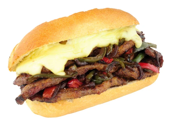 Peynirli biftek sandviç Roll kırmızı ve yeşil biber ile