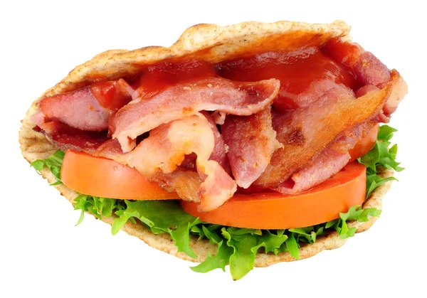 Bacon And Salad Flatbread Sandwich — Stock Photo, Image