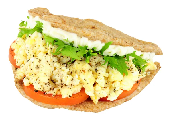 Scrambled Egg And Salad Flat Bread Sandwich — Stock Photo, Image