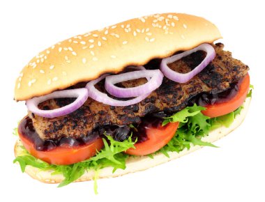 Kaburga Burger ve salata sandviç