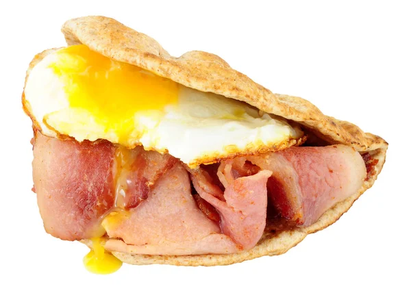 Fried Egg And Bacon Flatbread Sandwich — Stock Photo, Image