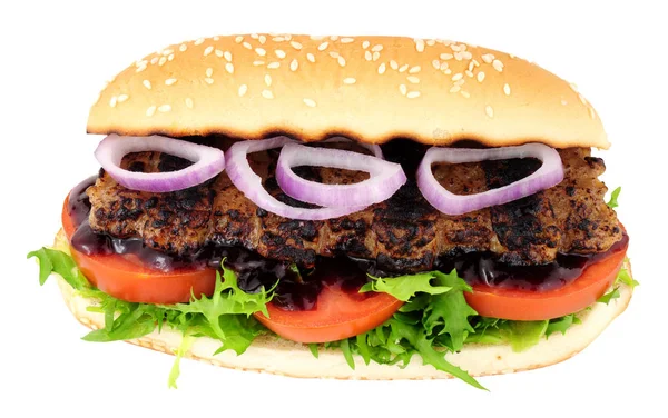 RIB hamburgare och sallad Sandwich — Stockfoto