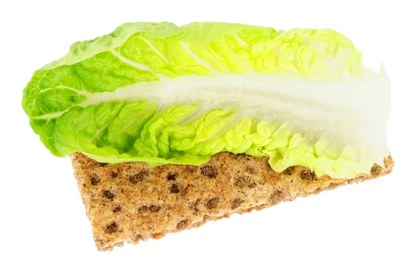 Pão Crisp com Alface Folha Dieta de Baixa Caloria Alimentos — Fotografia de Stock