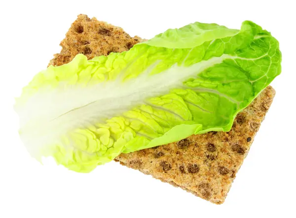 Knäckebröd med sallad Leaf lågkaloridiet Food — Stockfoto