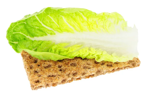 Pão Crisp com Alface Folha Dieta de Baixa Caloria Alimentos — Fotografia de Stock