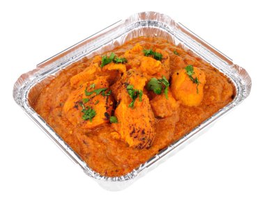 Tavuk Tikka Masala köri bir folyo tepsi götürün