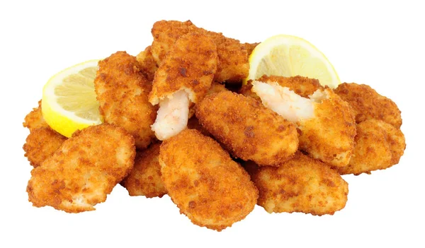 Pangrattato coperto fritto Scampi isolato su bianco — Foto Stock