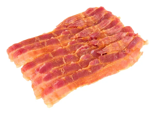 Fried Crispy Bacon Rashers Isolated On White — Stock Photo, Image