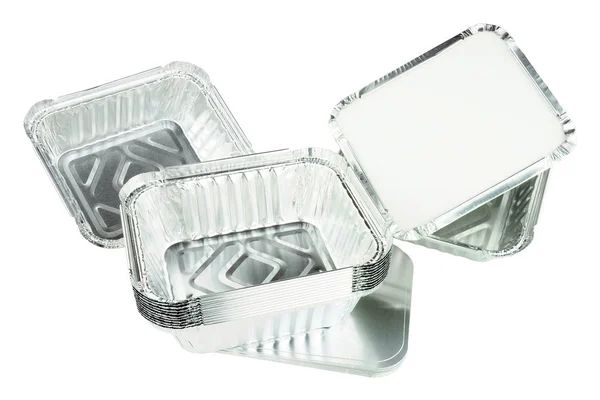 Gruppo di contenitori per alimenti take away in alluminio — Foto Stock