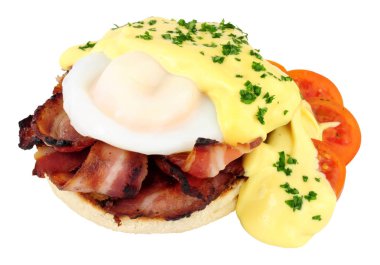 Beyaz bir arka planda Izole Yumurta Benedict