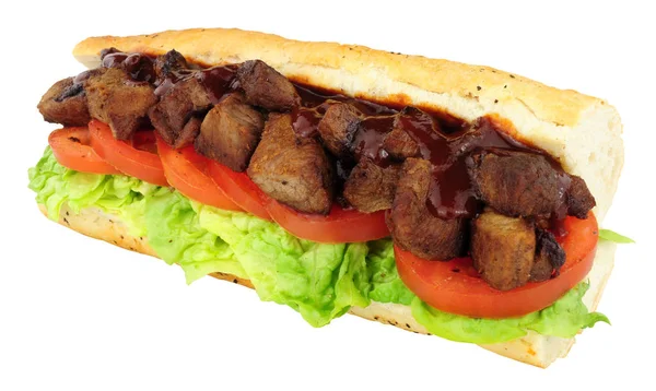 Churrasco de carne e salada Sub sanduíche — Fotografia de Stock
