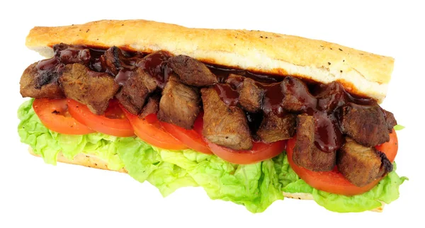 Churrasco de carne e salada Sub sanduíche — Fotografia de Stock