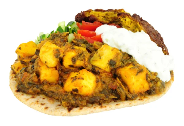 Indiai Saag Paneer étkezés a Chapati Flatbread — Stock Fotó