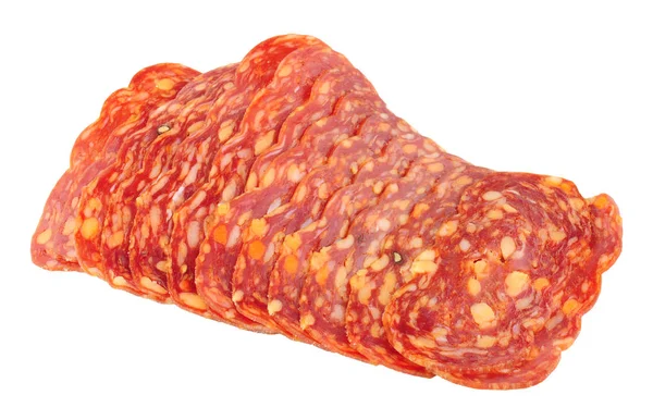 Italian Spianata Piccante Salami Meat Slices — Stock Photo, Image