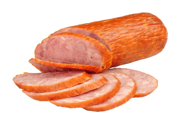 Polieren Mittel Grob Gekocht Geräucherte Und Trocken Gepökelte Wurst Aus — Stockfoto