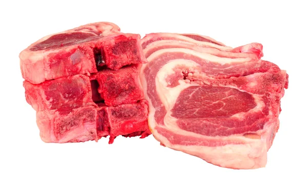 Group Fresh Raw Lamb Chops Isolated White Background — Stock Photo, Image