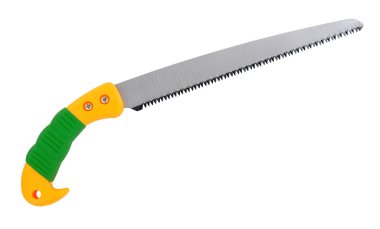 Beyaz arkaplanda budanan el testeresi