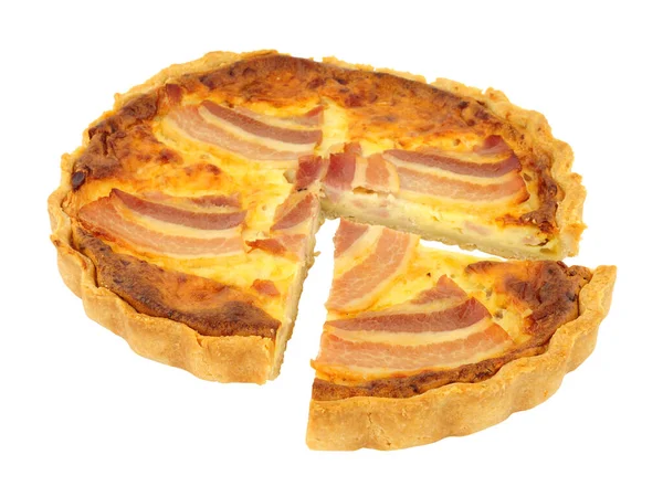 Maple Bacon Cheddar Cheese Quiche Isolated White Background — Stock Photo, Image