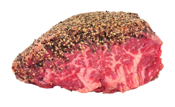Pimienta Cruda Sal Cubierta Carne Res Rump Articulación También Conocida — Foto de Stock