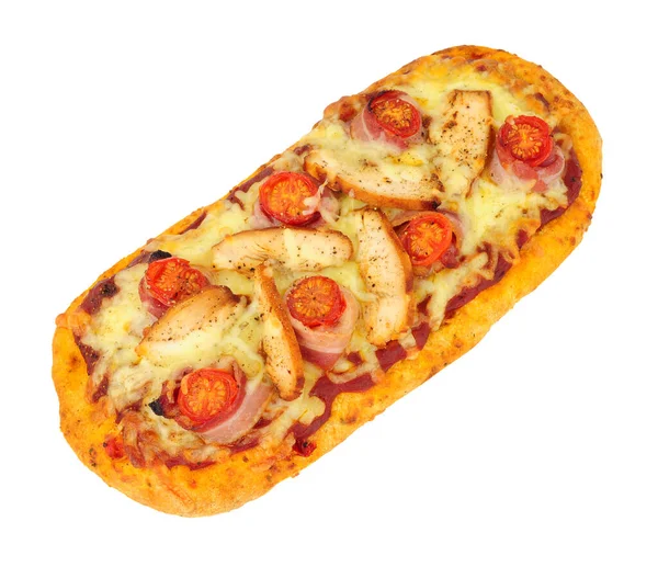 Bacon Tomato Flat Bread Pizza Cheese Isolated White Background — Stock Photo, Image