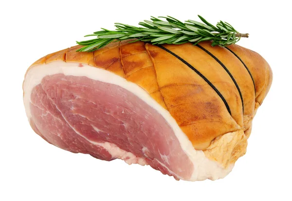 Gammon Ahumado Crudo Asado Conjunto Aislado Sobre Fondo Blanco — Foto de Stock