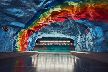 Stockholm, İsveç 'teki Stadion Metro İstasyonu