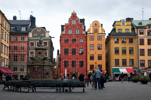 Het Landschap van Stortorget plein in Gamla Stan, Stockholm, Zweden — Stockfoto