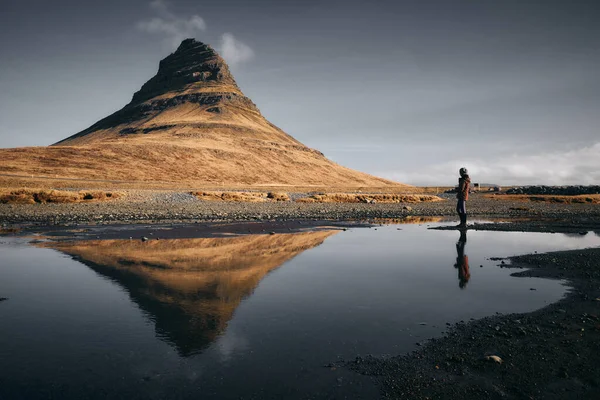 Paisaje Kirkjufell Montaña Otoño Grundarfjordur Islandia — Foto de Stock