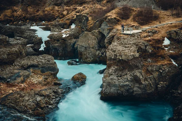 Barnafoss Fossefall Også Kjent Som Bjarnafoss Som Ligger Vest Island – stockfoto