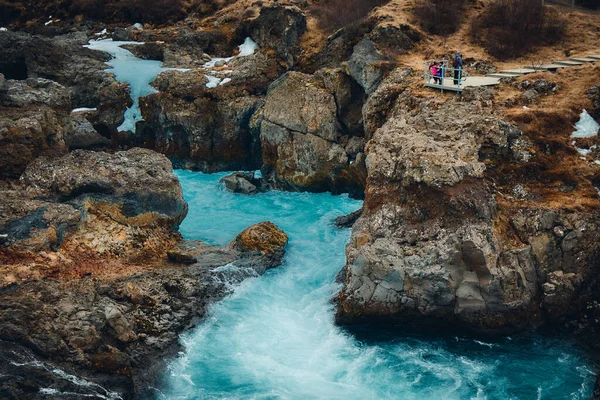 Barnafoss Vízesés Néven Ismert Bjarnafoss Található Nyugat Izlandon — Stock Fotó