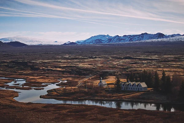 Táj Körül Thingvellir Nemzeti Park Található Északkeletre Reykjavik Város Izland — Stock Fotó