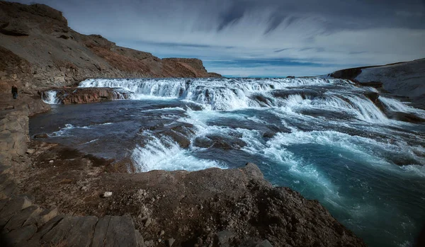 Táj Gullfoss Vízesés Található Gloden Circle Útvonal Délnyugat Izlandi — Stock Fotó
