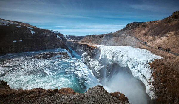 Táj Gullfoss Vízesés Található Gloden Circle Útvonal Délnyugat Izlandi — Stock Fotó