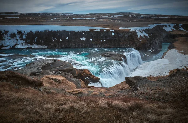 Ландшафт Водоспаду Ґульфосс Розташований Шляху Ґлоден Коло Південно Західній Ісландії — стокове фото