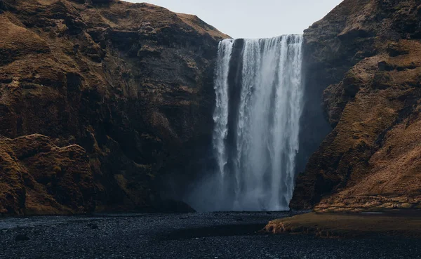 Táj Körül Skogafoss Vízesés Izlandon — Stock Fotó